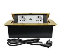 CHENGPI Presa a Scomparsa da Incasso,Scomparsa con 2 Prese Standard Norma Europea 220V/16A,Torretta Multipresa con USB Type C,Multipresa Salvaspazio Per Ufficio e Piano Di Lavoro