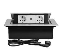 CHENGPI Presa a Scomparsa da Incasso,Scomparsa con 2 Prese Standard Norma Europea 220V/16A,Torretta Multipresa con USB Type C,Multipresa Salvaspazio Per Ufficio e Piano Di Lavoro