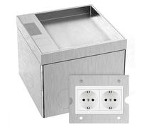 CHENGPI Presa Elettrica Esterno, Presa a Pavimento con Spina AC 250V/16A, Impermeabile in Acciaio Inox per Casa, Uffici/Tappeti per Pavimenti in Marmo