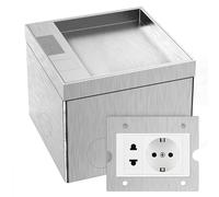 CHENGPI Presa Elettrica Esterno, Presa di Corrente a Pavimento per Interni con spina AC 250V/16A, Presa Elettrica Impermeabile in Acciaio Inox per Casa, Uffici/Tappeti per Pavimenti in Marmo