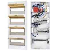 CHENGPI Quadri Elettrici con Interruttore 4P FI Tipo A 40A 30mA FI RCCB e Interruttore B16, Scatola di Distribuzione Superficie a 4 File con Protezione da Sovratensioni 4P e Sbarra di Distribuzione