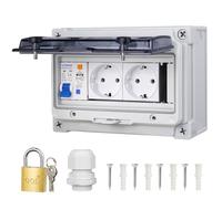 CHENGPI Scatola di Distribuzione, Scatola Elettrica Impermeabile, Quadro Elettrico Impermeabile per Esterni con Interruttore Differenziale e Presa di Corrente, Pannello Elettrico a 8 Moduli