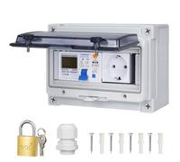 CHENGPI Scatola Elettrica Impermeabile con Contatore Elettrico, Quadro Elettrico Impermeabile da Esterno con Interruttore Differenziale e Prese di Corrente, 1 Fila 12 Modulo Pannello elettrico