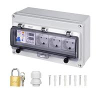 CHENGPI Scatola Elettrica Impermeabile con Interruttore Differenziale e Presa di Corrente per Esterni, Quadro Elettrico con Protezione da Sovrapressione, 1 Fila di 12 modelli