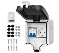 CHENGPI Scatola Elettrica impermeabile, Quadro Elettrico Esterno a montaggio superficiale con Protezione Dalle Perdite e Prese da 16A, Scatola di Distribuzione IP66|4 Moduli