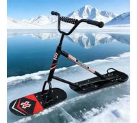 chengxiaorui Scooter e Sci da Neve Multi-età - Sterzo a 360° per Controllo Facile, carico Massimo 150 kg, Telaio Triplo Alluminio, Toboggan da Neve affidabile per Terreno accidentato(Black)