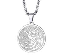 chengxun Collana con simbolo della casa Targaryen, da uomo e da donna, con ciondolo a forma di drago a 3 teste, ciondolo Balerion, Merax e Vhagar, catena da collo a forma di drago di Aegons, amuleti