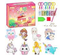 Chengxun Diamond Arts and Crafts for Kids - Crea il tuo portachiavi con gemme, dipinto con diamanti 5D con numeri, regalo unicorno per ragazze e bambini dai 3 ai 5 anni 4 - 6 6 - 8 (rosso)