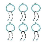 ChengyuWei Braccialetto con occhio maligno, 6 pezzi, braccialetto boho in turchese blu con perline per donne, intrecciato a mano, set di charm in lega e pietra da 8 mm con ciondolo a forma di