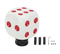 ChengyuWei Dice Shape Head Gear Shifting Lever Knob, Fit for Most Cars, Dice, to Install with Adapters and Wrench, and Stable Shifting (White Red)