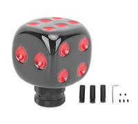 ChengyuWei Dice Shape Head Gear Shifting Lever Knob, Fit for Most Cars, Dice, to Install with Adapters and Wrench, and Stable Shifting (Black Red)