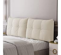 CHENGZ Cuscini da Lettura Letto Comodino Schienale Cuscini Copri Testiera Matrimoniale Imbottita Velluto Cuscino Testata Borsa Morbida Design delle Cuciture, Rimovibile Lavabile,Beige-180x60x10cm