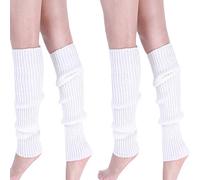 CHENGZI 2 paia di calze da donna a maglia per gambe, invernali e calde, per accessori per feste, bianco, Etichettalia unica