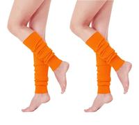CHENGZI 2 paia di scaldamuscoli da donna in maglia invernale caldo lungo stivali calzini per accessori per feste, Arancione, Etichettalia unica