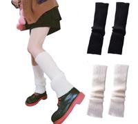 CHENGZI 2 paia di scaldamuscoli in maglia a costine, per feste, sport, yoga, per donne e ragazze, Bk+wh, Etichettalia unica