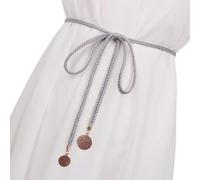 CHENGZI Cintura da donna alla moda con catena intrecciata per abito da donna, a-grigio, Belt Width : 1 cm , Belt length : 150 cm