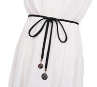 CHENGZI Cintura da donna alla moda con catena intrecciata per abito da donna, A-Nero, Belt Width : 1 cm , Belt length : 150 cm