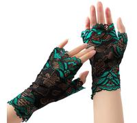 CHENGZI Guanti a mezze dita in pizzo, guanti da danza e performance, lunghezza al polso, guanti mezze dita in pizzo, estivi e autunnali, protezione solare per donne, guida, equitazione