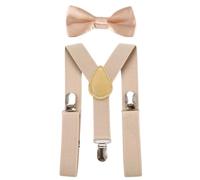 CHENGZI Kajeer - Set di bretelle e papillon per bambini - Bretelle elastiche regolabili con papillon per ragazzi e ragazze, Beige, Taglia Unica