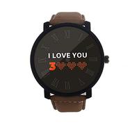 CHENHAN Classico Ti Amo 3000 Orologi Di Moda Uomini Quarzo Orologi Da Polso In Pelle Semplice Cintura In Pelle Di Lusso Watch per uomo (Color : Brown)