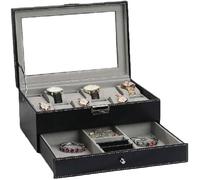 CHENHOJU PU Leather Watch Box with Drawer & Metal Clasp, Jewelry Organizer Storage Case for Watch Organization Scatola regalo(Svart)