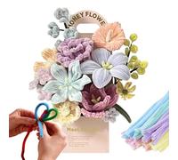 Chenille Flower Bouquet Kit, Pipe Cleaner Set, Colorful Handmade Stem Arrangement Activity, Home Living Room Bedroom Party Decoration Supplies for Mothers Day and Valentines Celebrations Project