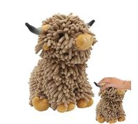 Chenille Hand Towel Ball, 9.84 Inches Cartoon Highland Cow Plush for Hand Drying, Soft Microfiber Puff with Fuzzy Texture and Decorative Design, Bathroom Accessory for Washstand Sink Countertop