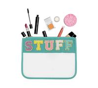 Chenille letter bag, clear flat stuff bag, makeup pouch, zippered cosmetic bags for women