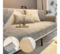 Chenille Sofa Covers, Simple Striped Chenille Anti-Scratch Couch Cover, Non Slip Sofa Covers for Dogs, Washable Furniture Protector Couch Cover for all Season (Light Gray,90 * 180 cm/35.4 * 70.9 in)