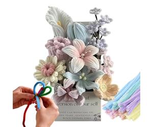 Chenille Stem Flower Set - Creative DIY Craft Bouquet for Party Decor | PP Flexible Sticks Build, Easy Shape Design, Handmade Floral Display, Birthday Mothers Day Valentines Accent, Home Bedroom Livin