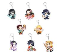 CHENJIRA Ghost Slayers Portachiavi Carino Figure Cosplay Catena Gioielli - Acryl, Multicolour, 8 Pezzi
