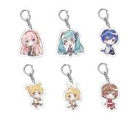 CHENJIRA HatsuneMiku Portachiavi Carino Figure Cosplay Acryl Catena Gioielli - Multicolour 6 Pieces