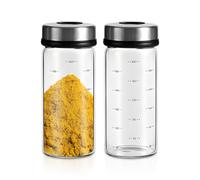 CHENKEE 2 Pezzi Saliera,Saliera da tavola con Coperchi Rotanti,200ml Saliera e Pepiera,Barattolo per Spezie in Vetro Borosilicato,Ideale per la Casa, la Cucina e le Grigliate all'aperto