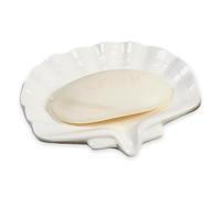 CHENKEE Porta Saponetta, Portasapone con Drenaggio,1 Pezzi Piattino Portasapone Ceramica,Facile Pulizia Porta Sapone Bagno,per Bagno,Lavello da Cucina(Bianco)