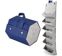 CHENKEE Scatola Portaoggetti Occhiali da Sole, Scatola Portaoggetti Occhiali 6 Scomparti Organizzatore per Occhiali Sole Custodia Occhiali in Pelle Occhiali Organizer da Viaggio(Blu Scuro)