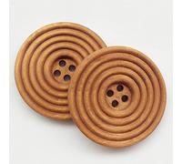 Chenkou Craft, 30 bottoni di legno, rotondi, 40 mm, di colore marrone. Bottoni con 4 fori per cucito