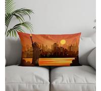 Chenlane Seta Copricuscini Divano Elasticizzato Fantasia Fodere Cuscino One Piece Statua della libertà, Federa Pallet Impermeabili Copricuscino Grande Luminoso, 30x50cm