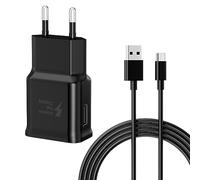CHENLENIC USB C 15W Sostituzione dell'adattatore di alimentazione Caricatore rapido USB originale con cavo USB a - C compatibile con Samsung Galaxy (nero), W0201+W0101-WH