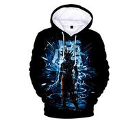CHENMA Uomini Giappone Anime Cosplay Goku Felpa con Cappuccio Pullover Stampa 3D con Tasca Frontale