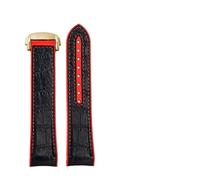 chenming Cinturino in gomma for estremità curva 20mm 22mm Adatto for Omega Seamaster 300 AT150 for Speedmaster Planet for Ocean for Seiko for IWC in silicone da polso(Black red golden,Width-22mm)
