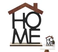 CHENNAN 1 set Ornamento in legno a forma di lettera “HOME” Lettere decorative in legno Elemento centrale rustico pannello decorativo per il soggiorno e la decorazione della stanza (Nero)