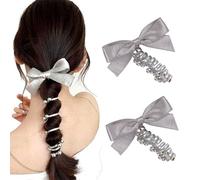 CHENNAN 2 Pezzi Elastici per Capelli a Spirale Plastica, Ricamati a farfalla cavi telefonici scrunchies elastici per capelli, Elastici Spirale Cavo Telefonico per Donne e Ragazze,in argento (Stile 2)
