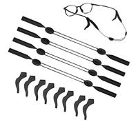 CHENNAN 4 Pezzi Cinturino per Occhiali Antiscivolo Senza Coda Universale Silicone Elastico Sport Occhiali Cinturino con Antiscivolo Occhiali Gancio Cordino per Occhiali per Donne,Uomini (Nero)