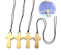 CHENNAN 4 Pezzi Crocifisso di Legno Mini Croce, Collana in Legno Fatta a Mano con Croce Pendente, croce tau per la Preghiera, Realizzata a mano, ideale per preghiera cristiana (Colore legno)