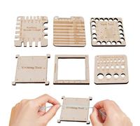 CHENNAN 6 Pezzi Calibro per Maglieria in Legno, Strumento per la Misurazione dei Filati Riutilizzabile, Righello per Aghi da Maglia, per Misurare il Grado di Maglieria,Uncinetto Accessori, Legno