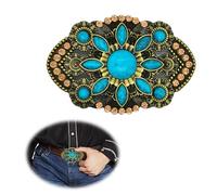 CHENNAN Fibbia per cintura vintage in turquoise Fibbia Boemia in Pietra Turchese 40mm Fibbia Occidentale Vintage Medievale Stile Bohemien per donna e uomo Accessori per cinture (Blu A)