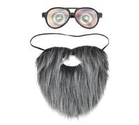 CHENNAN Set di Baffi Finti e Occhiali, False Baffi con Occhiali Divertenti, Barba Artificiale a Baffi in Tessuto, Divertente Barba Finta Grigia, Funny Moustache per Spettacoli in Costume (Grigio)