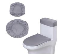 CHENNAN Set di copertura per serbatoio WC resistente all'usura e coperchio del serbatoio del, Lavabile Coprisedile per WC con Elastico Universale Set di Copritavoletta per WC per bagno e casa (grigio)