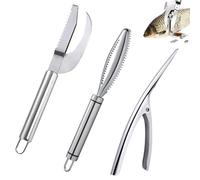CHENNAN Squamatore per pesci 3 in 1, Coltello per squame di pesce, Coltelli Linea Gamberetti, Con Pinzetta per lische di pesce e Attrezzo per sgusciare i gamberetti, Adatto per pesce e carne (3 pezzi)
