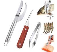 CHENNAN Squamatore per Pesci 3 in 1, Coltello per Squame di Pesce, Coltelli Linea Gamberetti, con Pinzetta per lische di Pesce e Attrezzo per sgusciare i gamberetti, Adatto per Pesce e Carne (3pcs)
